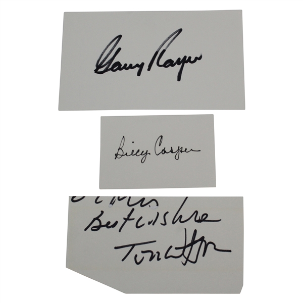 Gary Player, Billy Casper, & Tom Watson Signed 3x5 Cards JSA ALOA