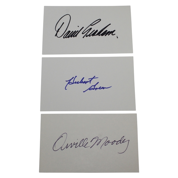 David Graham, Hubert Green, & Orville Moody Signed 3x5 Cards JSA ALOA