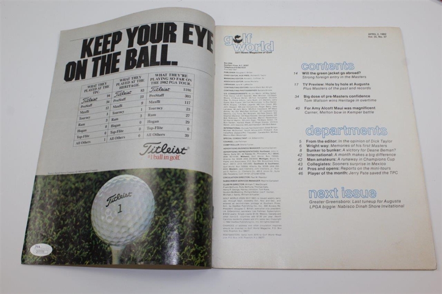 Tom Watson Signed 1982 Golf World Magazine JSA #Q05556