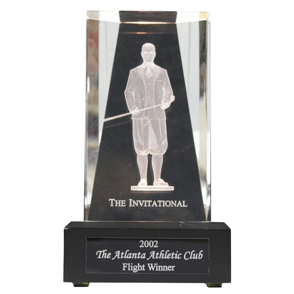 2002 Atlanta Athletic Club The Invitational Flight Winner Glass Bobby Jones Light Display Trophy