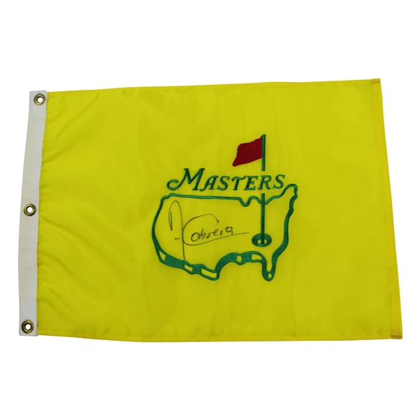Angel Cabrera Signed Undated Masters Embroidered Flag - Charles Coody Collection JSA ALOA 
