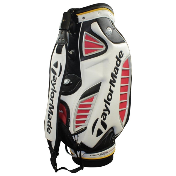Greg Norman's Personal TaylorMade Qantas Tour Preferred Black/White/Gold/Red Full Size Golf Bag with Flags