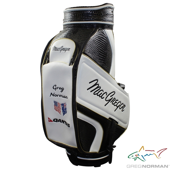 Greg Norman's Personal MacGregor Qantas Black & White Full Size Golf Bag with Stitched Signature