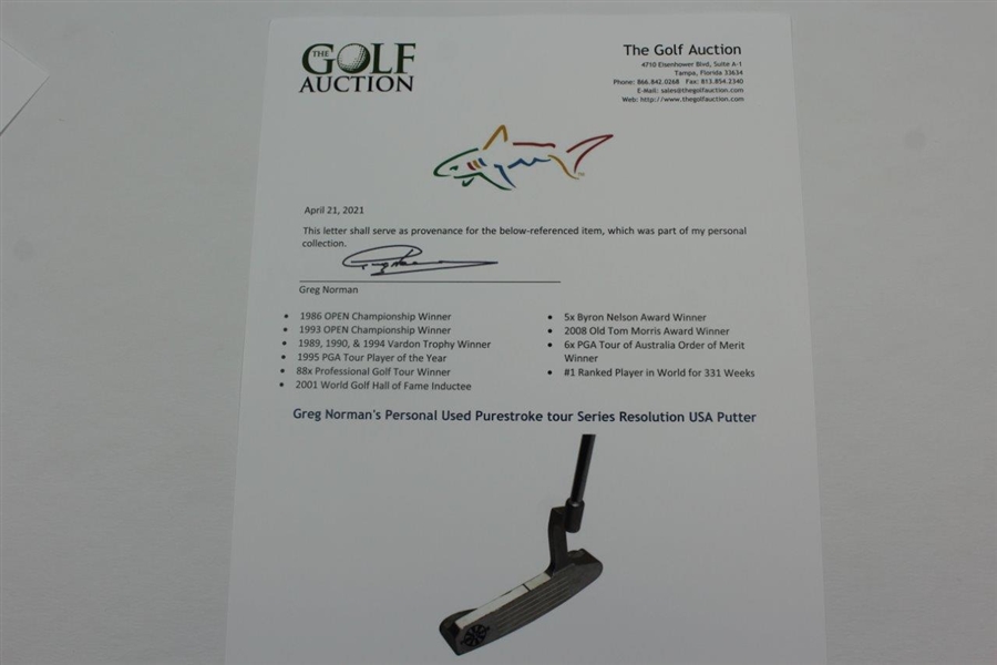 Greg Norman's Personal Used Purestroke tour Series Resolution USA Putter