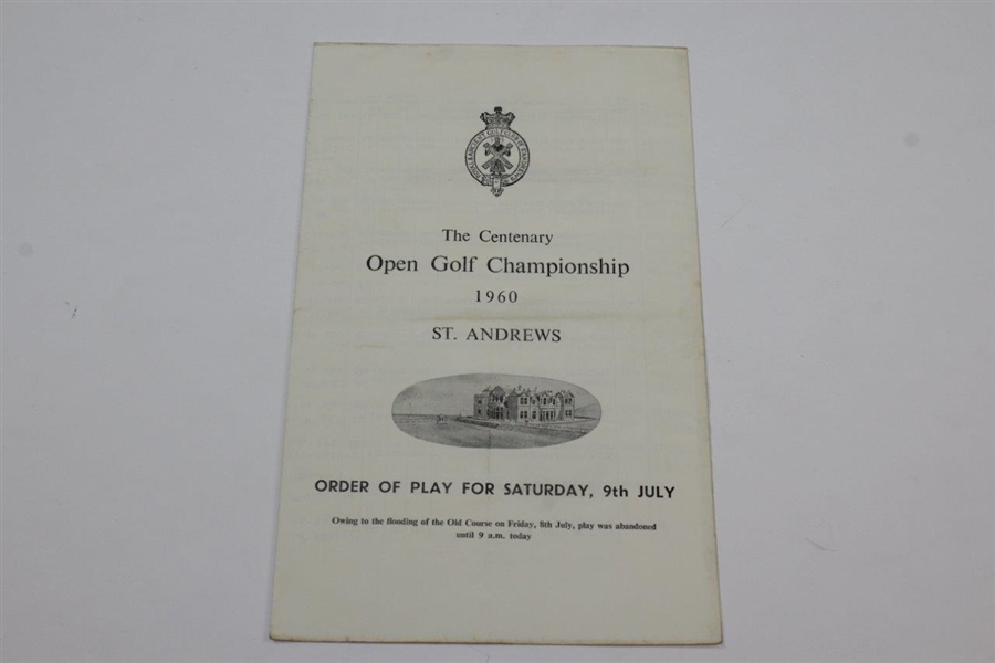1960 OPEN Championship at The Old Course St. Andrews Official Program with Pairing Sheet - Kel Nagle Winner
