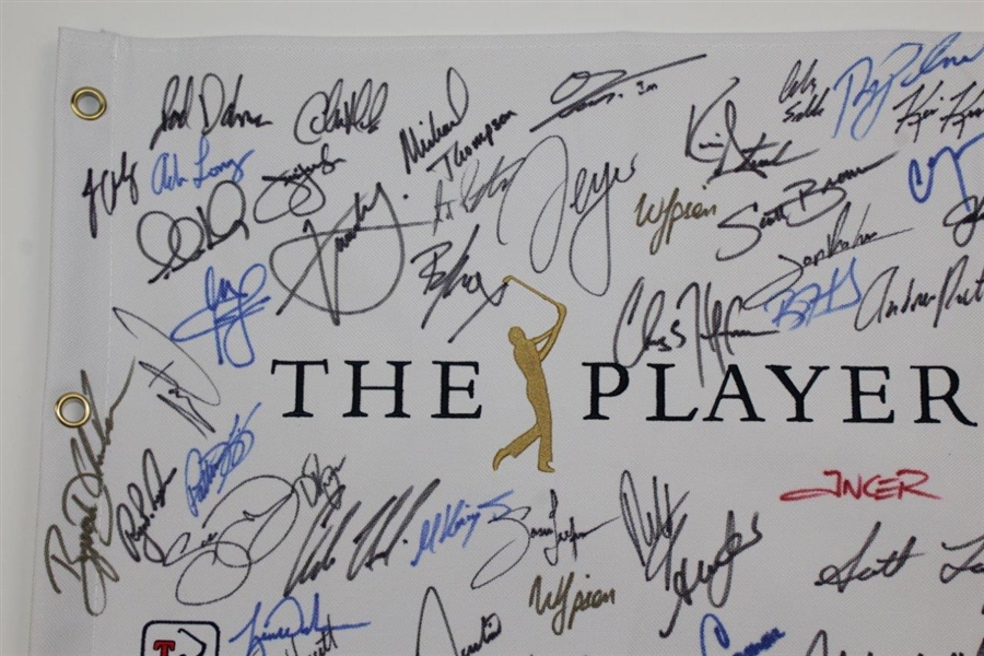 Tiger Woods, Phil Mickelson, Dechambeau, & Many others Singed 2019 The Players Flag JSA ALOA