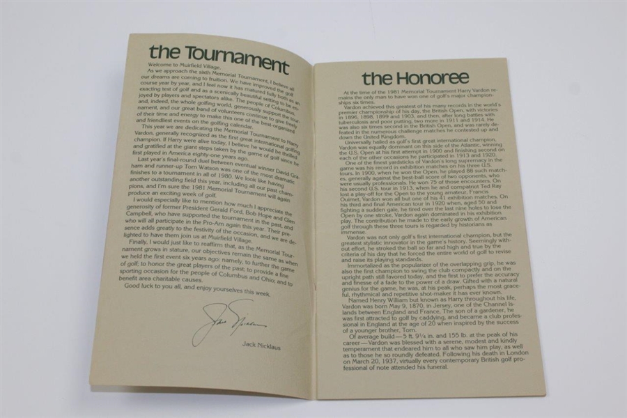 Jack Nicklaus, Watson, Player & others Signed 1981 The Memorial Tournament Handbook JSA ALOA