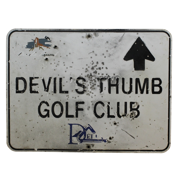 Classic Devils Thumb Golf Club Logo Directional Metal Sign