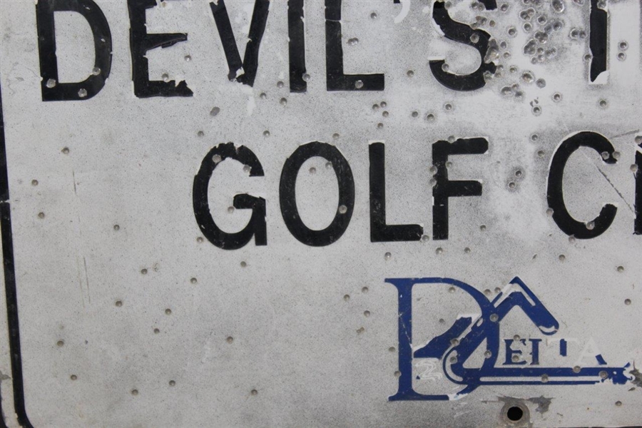 Classic Devils Thumb Golf Club Logo Directional Metal Sign