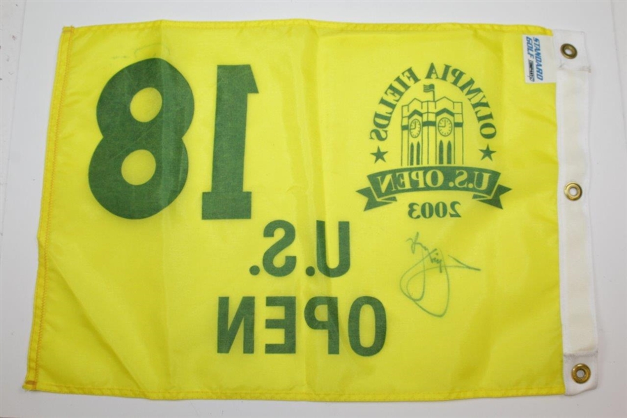 Jim Furyk Signed 2003 US Open at Olympia Fields Yellow Screen Flag JSA ALOA