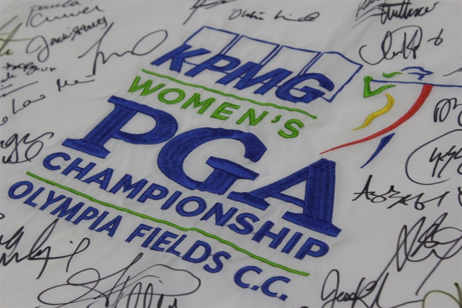 Multi-Signed KPMG Women's PGA Championhisp at Olympia Fields CC Embroidered Flag JSA ALOA