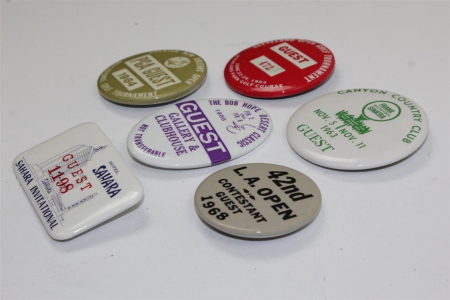 Six (6) Charles Coody's Various Contestant Badges - Bob Hope, Cleveland, LA Open, etc.