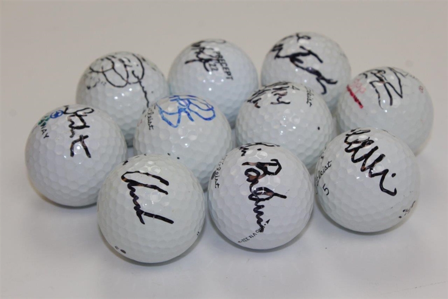 Ten (10) Signed Personal Tournament Used Golf Balls - Clark, Stockton & more JSA ALOA