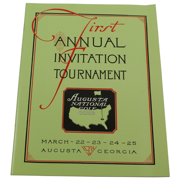 1934 Masters 1st Invitational Tournament Program - Reproduction