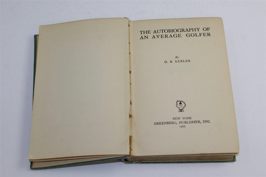 1925 'The Autobiography of an Average Golfer' Book by O.B. Keeler
