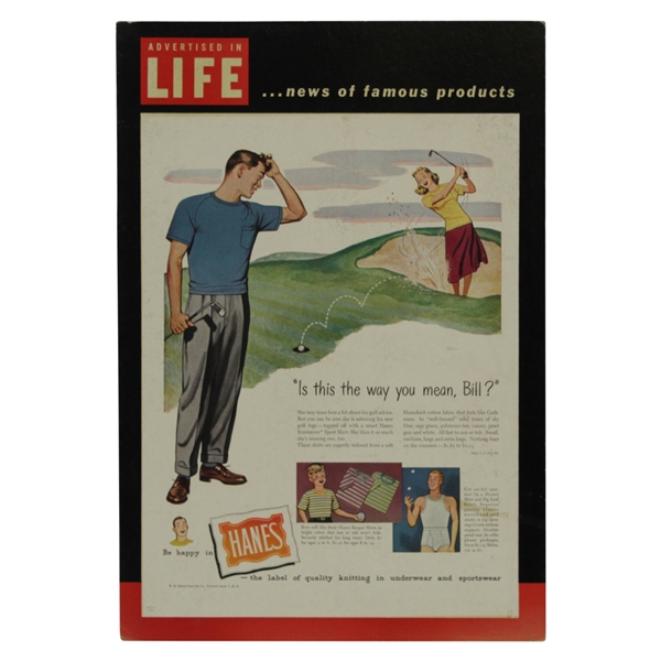 Hanes 'Advertised in LIFE' Vintage Stand Up Display Advertisement 