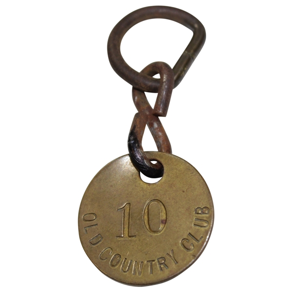 Walter Travis Designed No Longer in Existence 'Old County Club' Brass Bag Tag - Course Was Revised by Emmett & Tull
