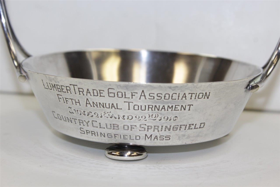 1910 Lumber Trade Golf Association Fifth Annual Tournament Silver Plate Carrying Tray Trophy with Rattan Covered Handle