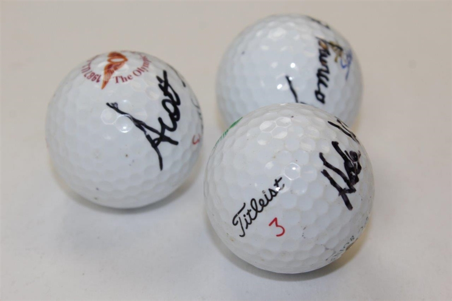 Tommy Bolt, Hale Irwin, & Scott Simpson Signed Logo Golf Balls JSA ALOA
