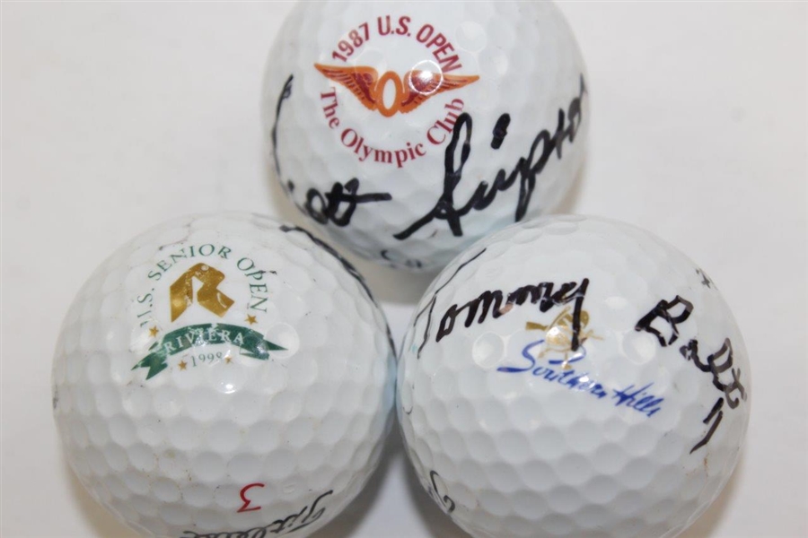 Tommy Bolt, Hale Irwin, & Scott Simpson Signed Logo Golf Balls JSA ALOA