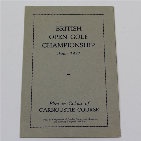1931 British Open Golf Championship - Plan in Colour of Carnoustie Course