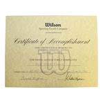 Walter Hagen Wilson Sporting Goods Certificate of Accomplishment-1961