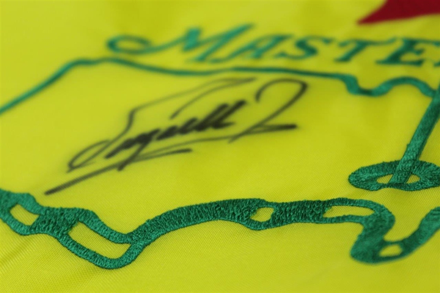 Fuzzy Zoeller Signed Undated Masters Par-Aide Embroidered Flag - Charles Coody Collection JSA ALOA