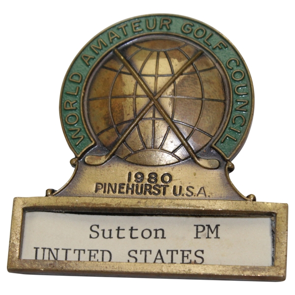 Hal Sutton's 1980 World Amateur Golf Council Contestant Badge