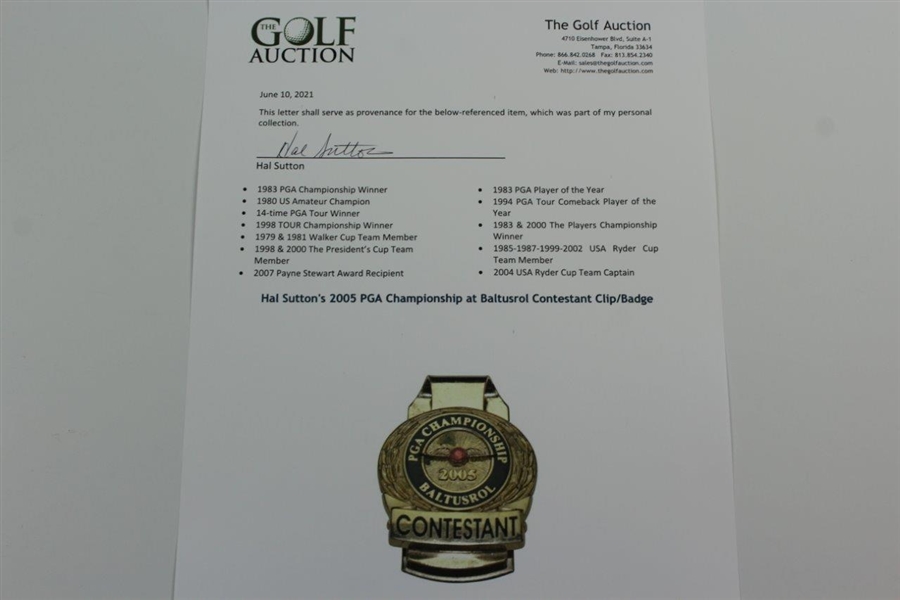 Hal Sutton's 2005 PGA Championship at Baltusrol Contestant Clip/Badge