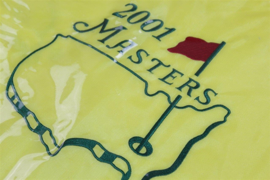 2001, 2002, 2005, & 2019 Masters Tournament Embroidered Flags in Original Plastic Sleeves