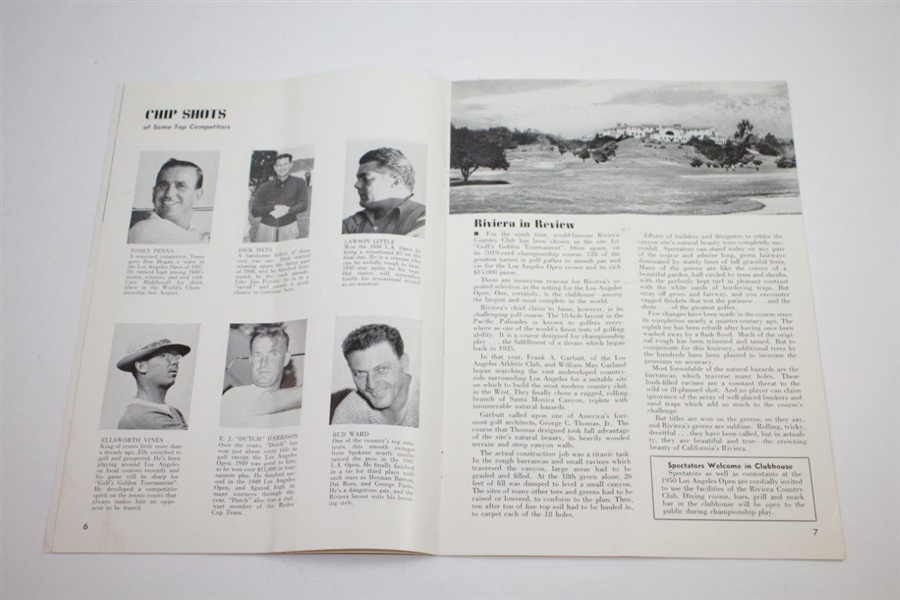 1950 Los Angeles Open at Riviera CC Program - Ben Hogan 1st Tournament After Accident!