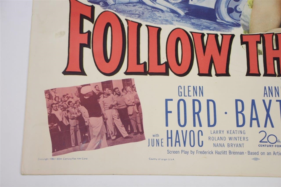 Classic 1951 'Follow the Sun' Large Movie Broadside Poster - Ben Hogan Movie