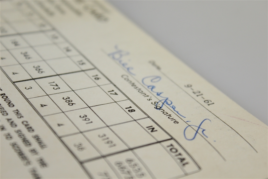 Champion Bill 'Billy' Casper Jr. Signed 1961 Portland Open Invitational Scorecard JSA ALOA
