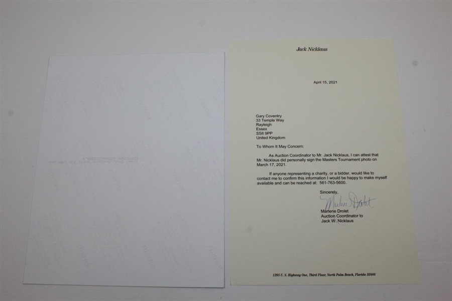 Jack Nicklaus Signed Masters Bunker Shot Signed - April 12, 1986 JSA ALOA