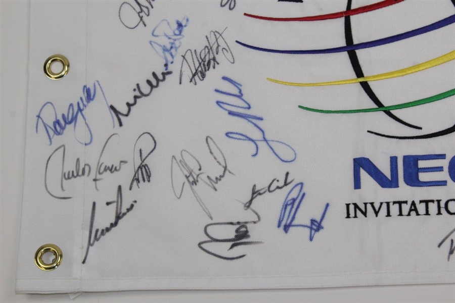 Multi-Signed 2000 WGC NEC Invitational Embroidered Flag - Love, Sutton, Olazabal & Others JSA ALOA