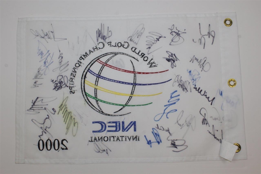 Multi-Signed 2000 WGC NEC Invitational Embroidered Flag - Love, Sutton, Olazabal & Others JSA ALOA