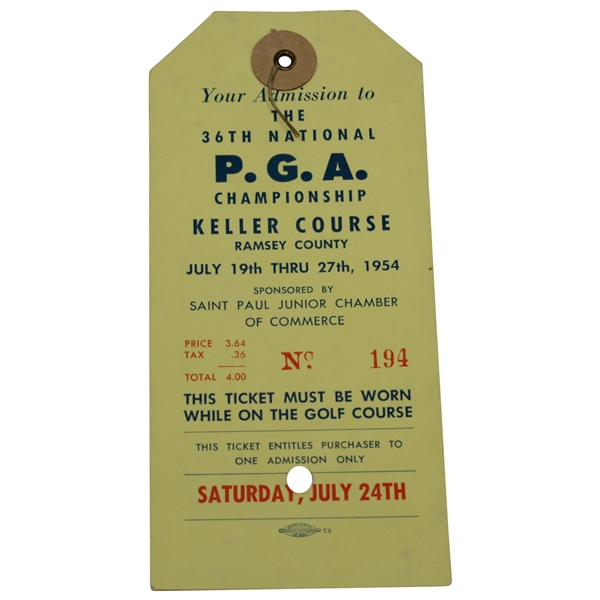1954 PGA Championship at Keller Course Saturday Ticket #194