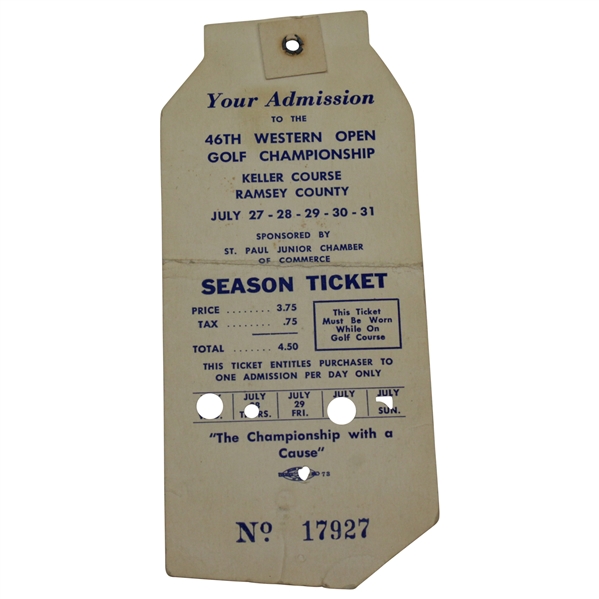 1949 Western Open Season Ticket #17927 in Shape of Milk Carton