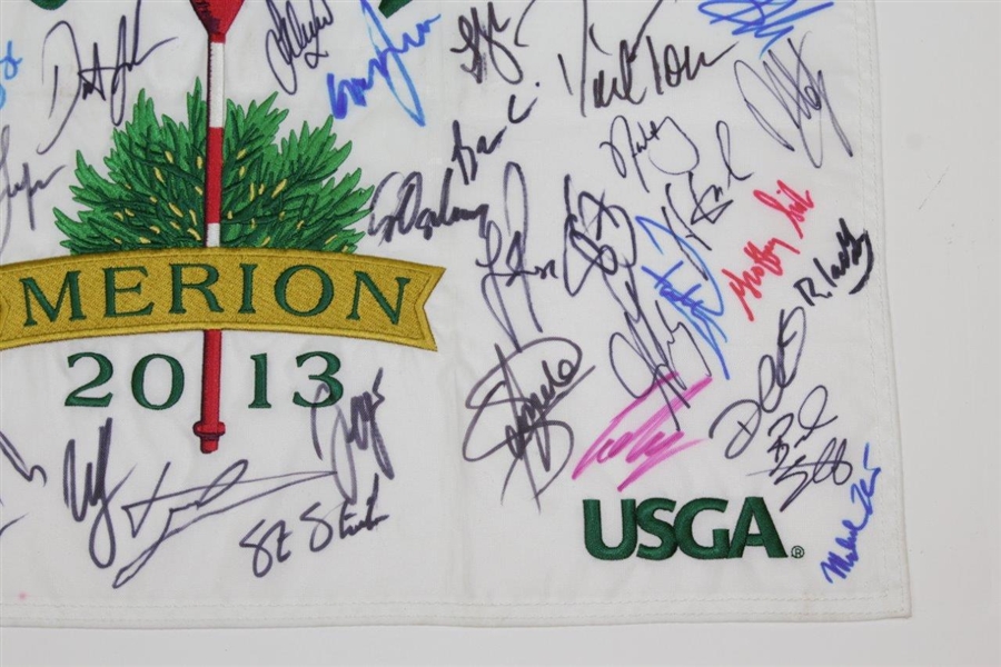 Multi-Signed 2013 US Open at Merion Embroidered Flag JSA FULL #BB86957