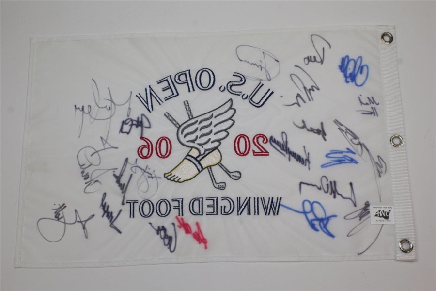 Multi-Signed 2006 US Open at Winged Foot Embroidered Flag JSA ALOA