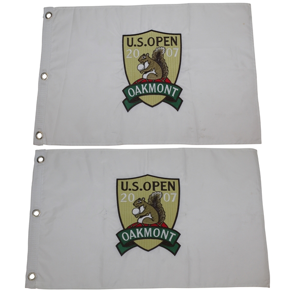Two(2) 2007 US Open at Oakmont Embroidered White Flags