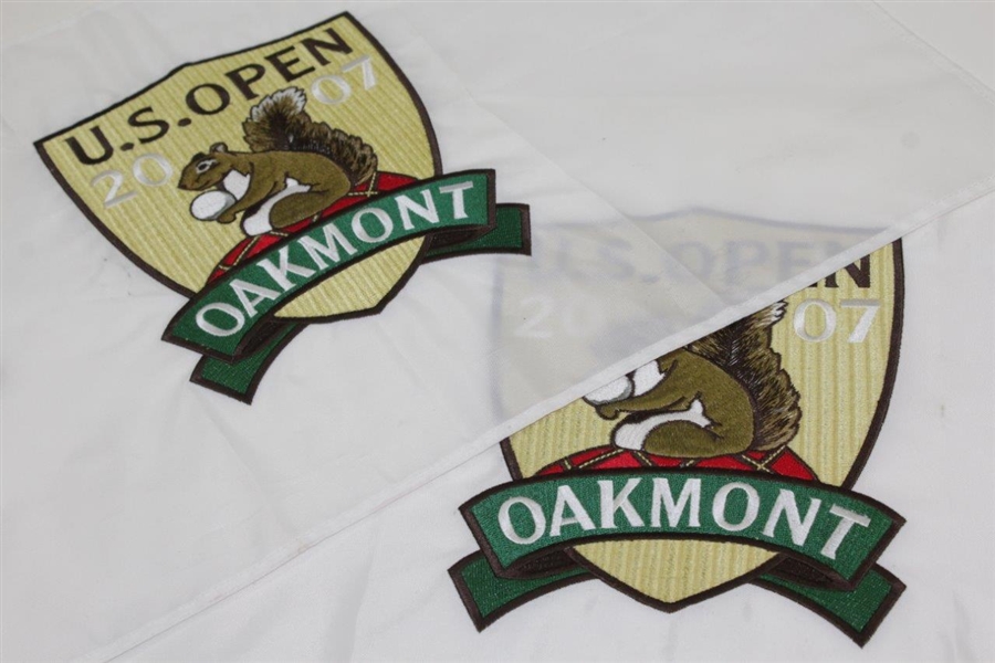 Two(2) 2007 US Open at Oakmont Embroidered White Flags