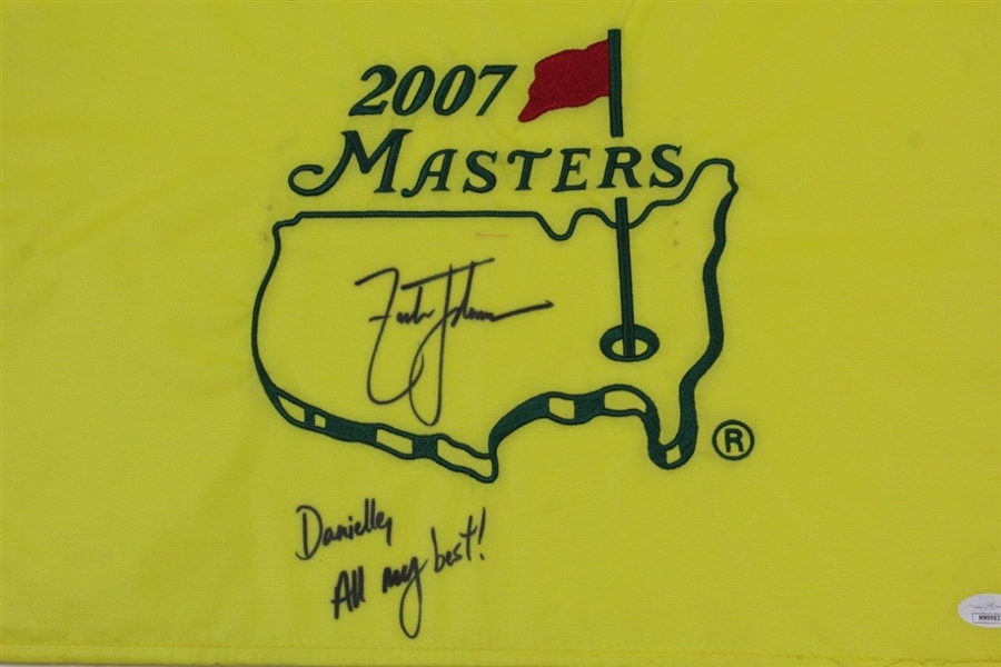 Zach Johnson Signed 2007 Masters Embroidered Flag - Personalized JSA #MM99933