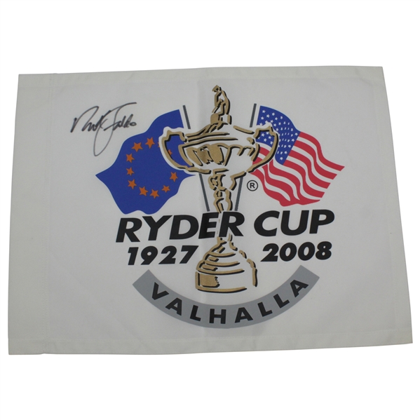 Nick Faldo Signed 2008 Ryder Cup at Valhalla Screen Flag JSA ALOA