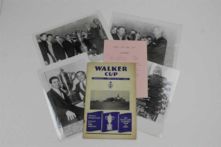 1951 The Walker Cup at Royal Birkdale Program w/Pairing Sheet & 4 Type 3 Photos