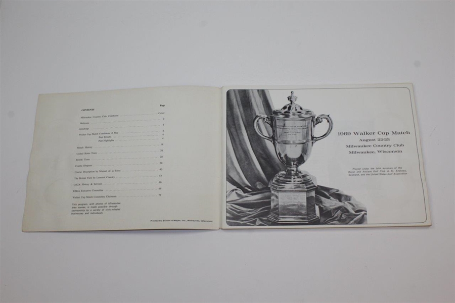 1969 The Walker Cup at Milwaukee Country Club Official Program