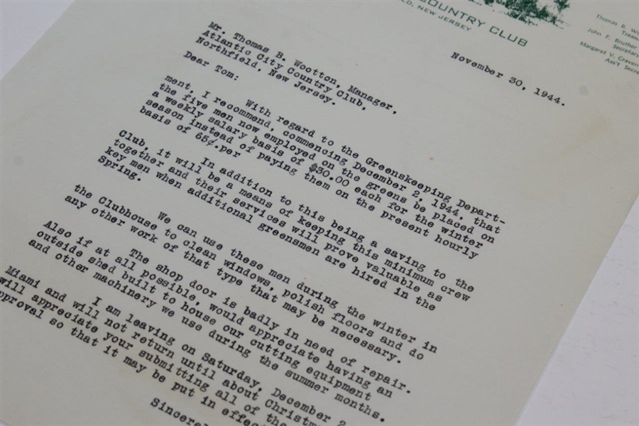 Ed Dudley Signed Typed Letter On A.C.C.C Letterhead - 11.30.1944 JSA ALOA