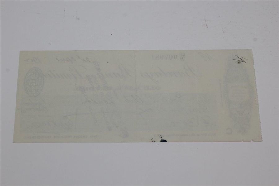 Cyril Tolley Signed 4.24.1922 Personal Check to Golfers Club OF London