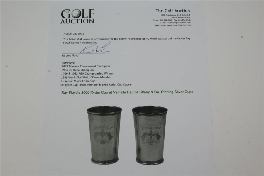 Ray Floyd's 2008 Ryder Cup at Valhalla Pair of Tiffany & Co. Sterling Silver Cups