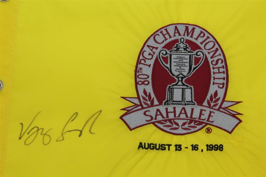 Vijay Singh Signed 1998 PGA at Sahalee Pinney Embroidered Flag JSA ALOA